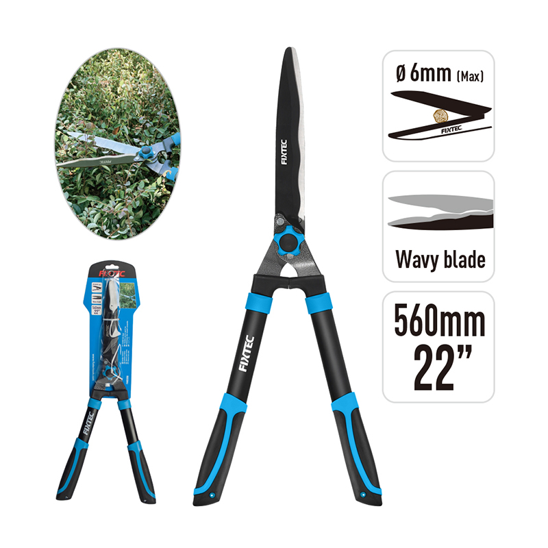 Fixtec High Quality 710-910mm Ratchet Hedge Shears 6mm Garden Grass Telescopic Hedge Shears