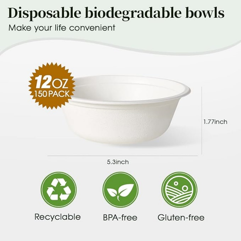 Eco-Friendly 12 Oz Disposable Paper Bowls for Eco-Conscious Parties