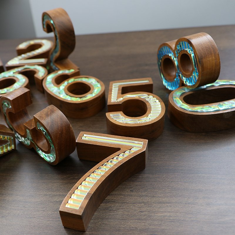 Black Walnut Solid Wood Decorations Natural Wooden Alphabet Numbers Letters Nine 9