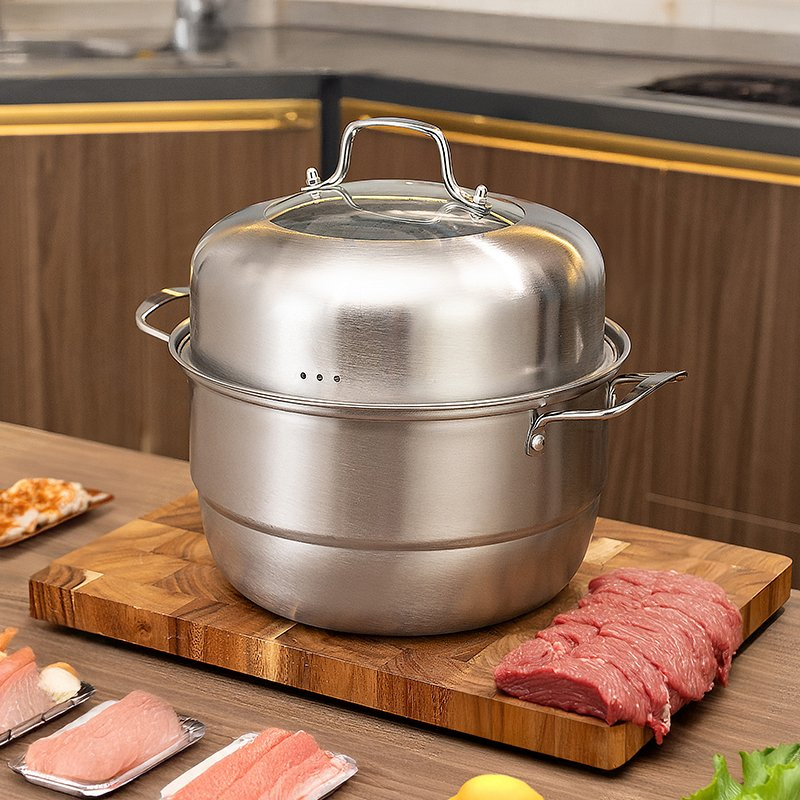 High Performance Fast Heating Durable Stainless Steel Steamer with High Lid