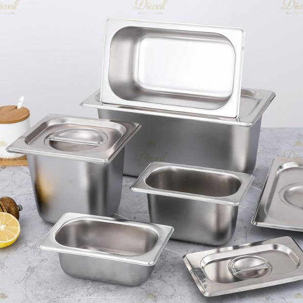 Diwell Direct Factory Price Buffet Service Commercial Food Warmer Container 1/9 Large Size 6.5cm 10cm 15cm 6 Inch Deep Gastronorrn Pan for Canteens