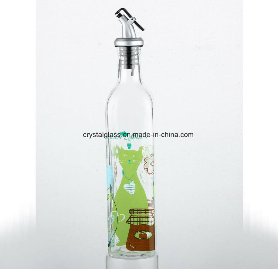 500ml Oil Dispenser Glass Bottle with Decoration