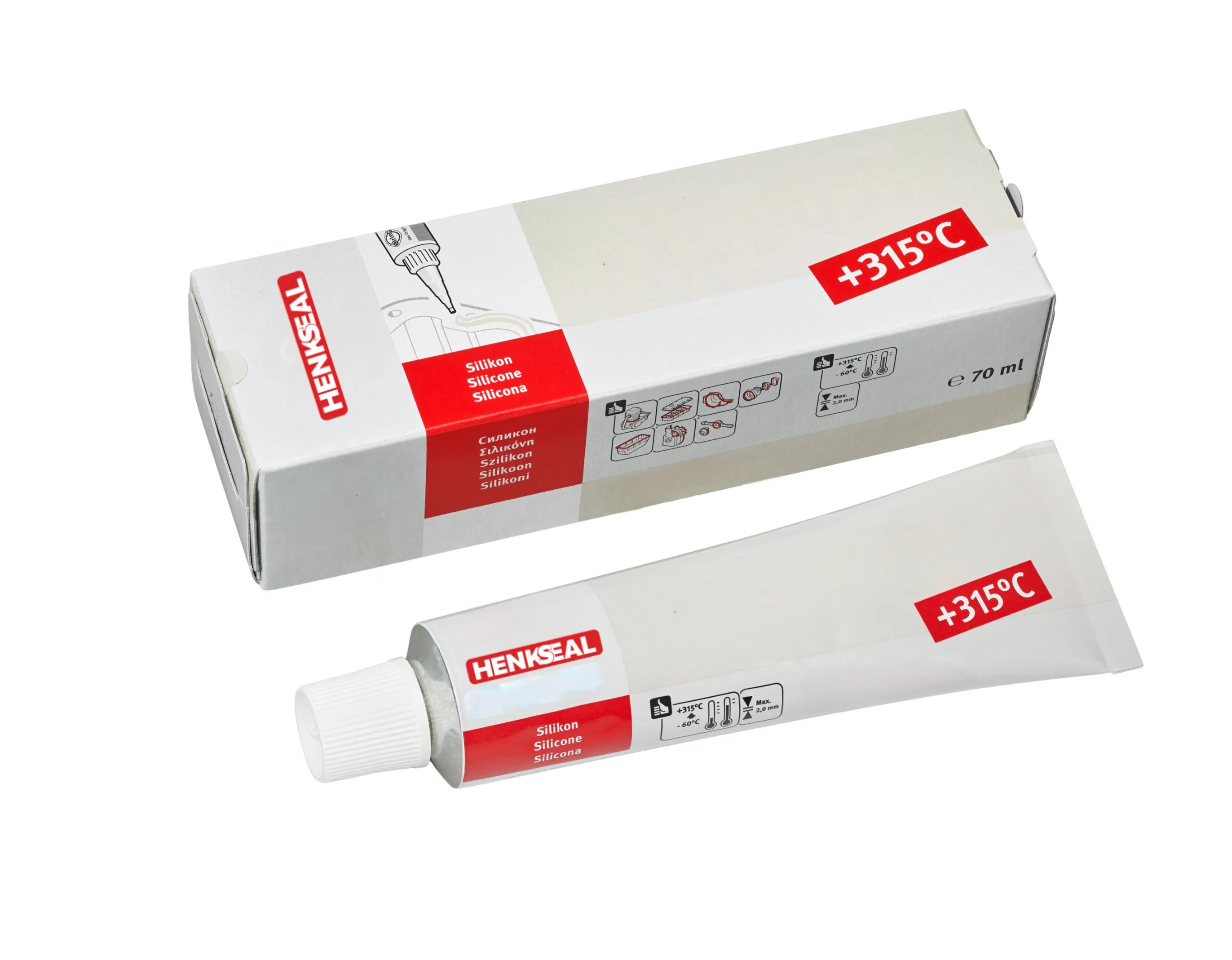 Henkseal® 70ml Red High Temperature Silicone Sealant with Chemical Resistance