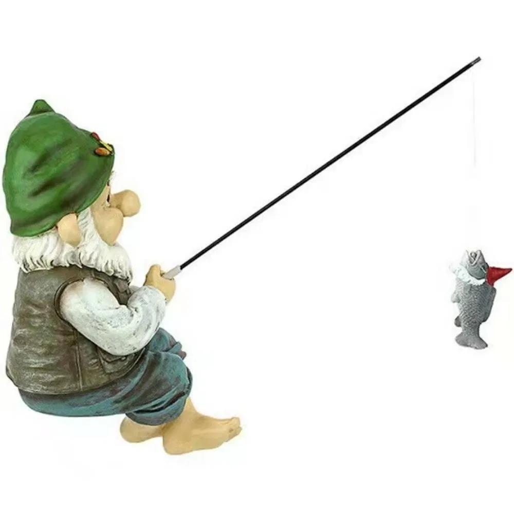 Fishing Dwarf Elf Figurines Yard Lawn Outdoor Gnome Garden Decor Ci18726