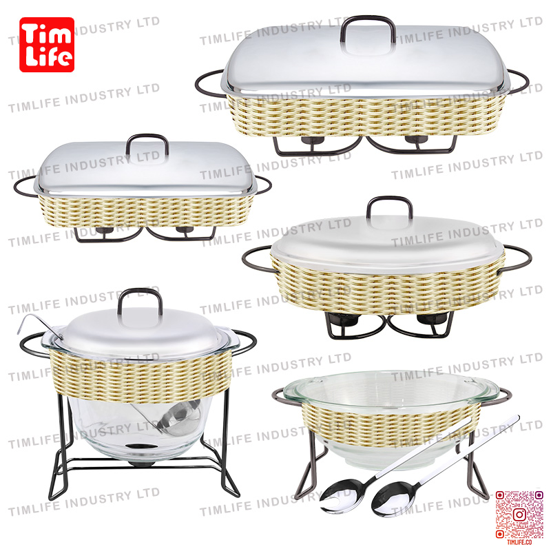 Rattan Buffet Chafing Dish Inox Food Warmer Service Dish Restaurant Hotel Items