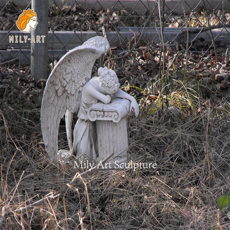 Weeping Marble Angel of Grief Tombstone