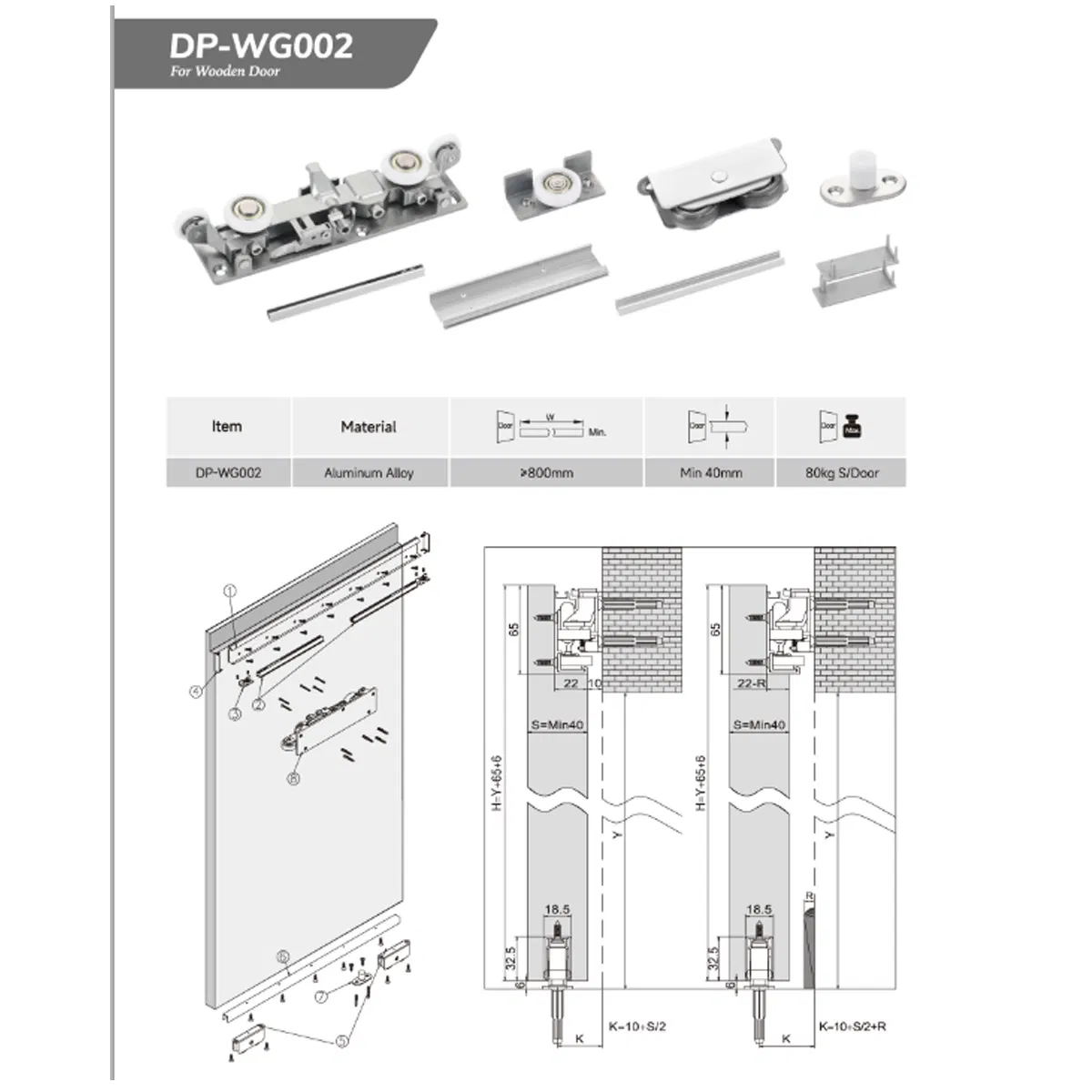 Trackless Aluminum Glass Invisible Sliding Barn Door Roller Magic Concealed Door Fittings Ghost Sliding Door Hardware