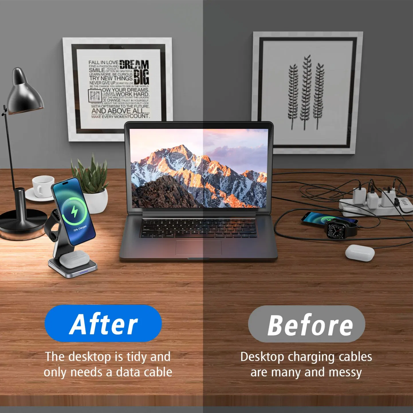 Складная зарядная станция DH-11 Metal 15W для iPhone и AirPods