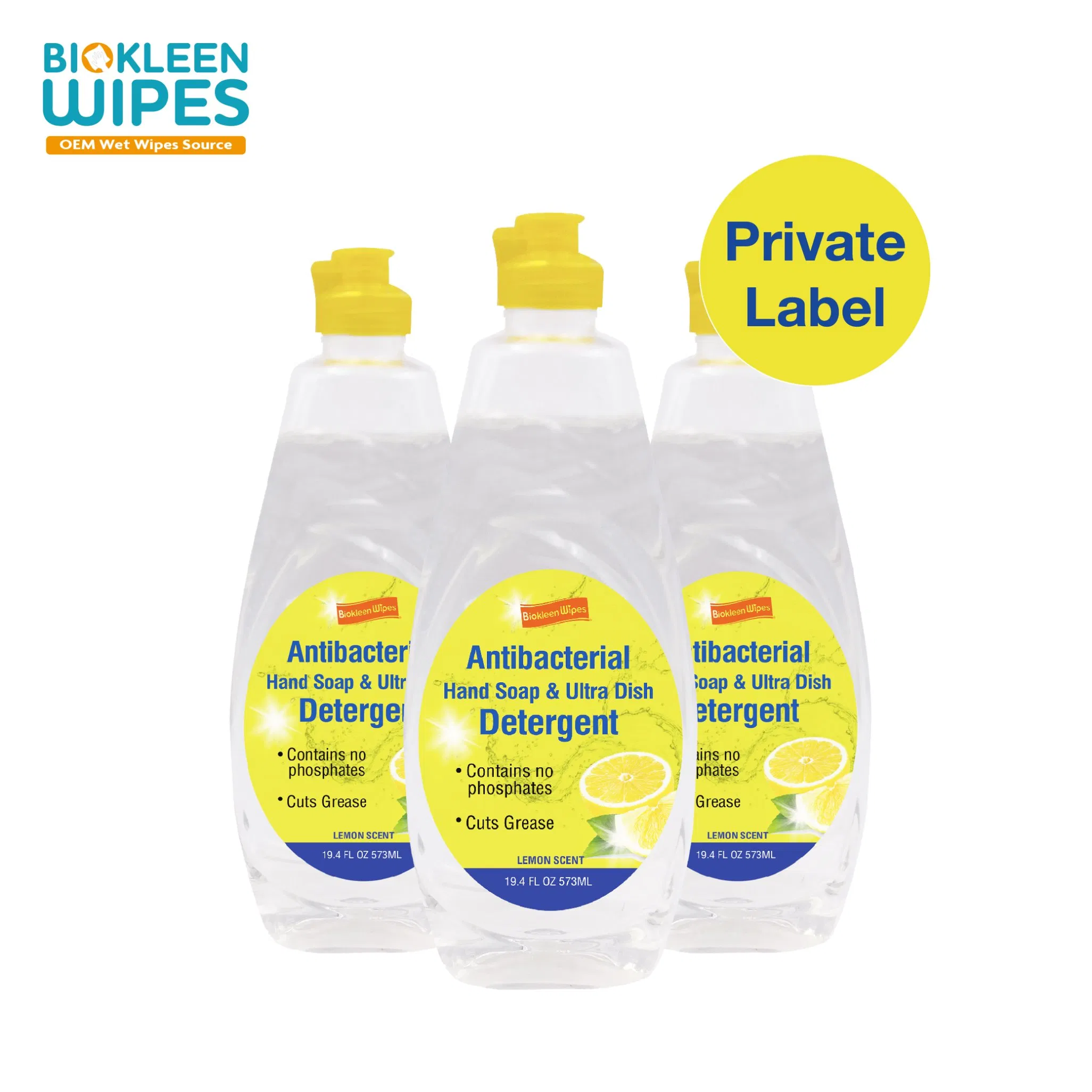 Biokleen OEM 573ml Lemon Orange Apple Ocean Breeze Scent Liquid Dishwashing Detergent