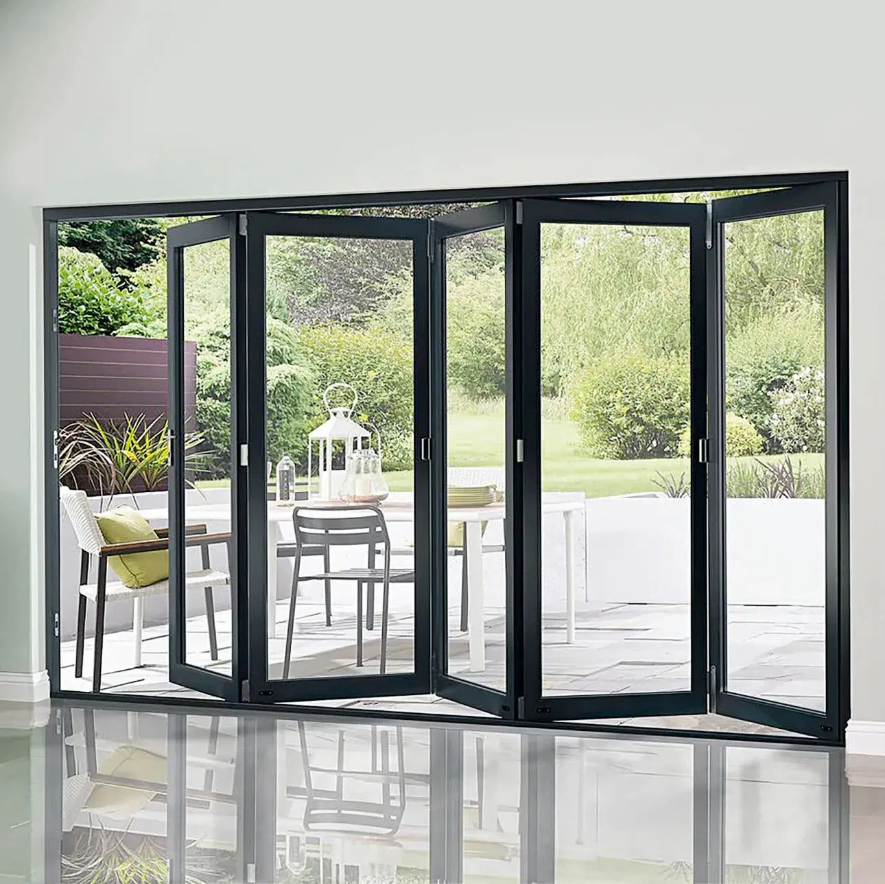 Patio Exterior Glass Thermal Break Aluminum Bifold Double Glazed Accordion Folding Door