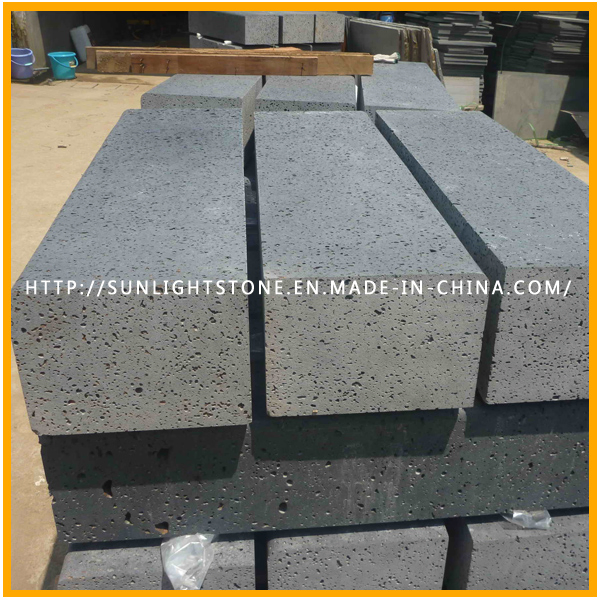Honed Dark Grey/Black Basalt with Holes for Flooring Tiles, Basalt Tiles