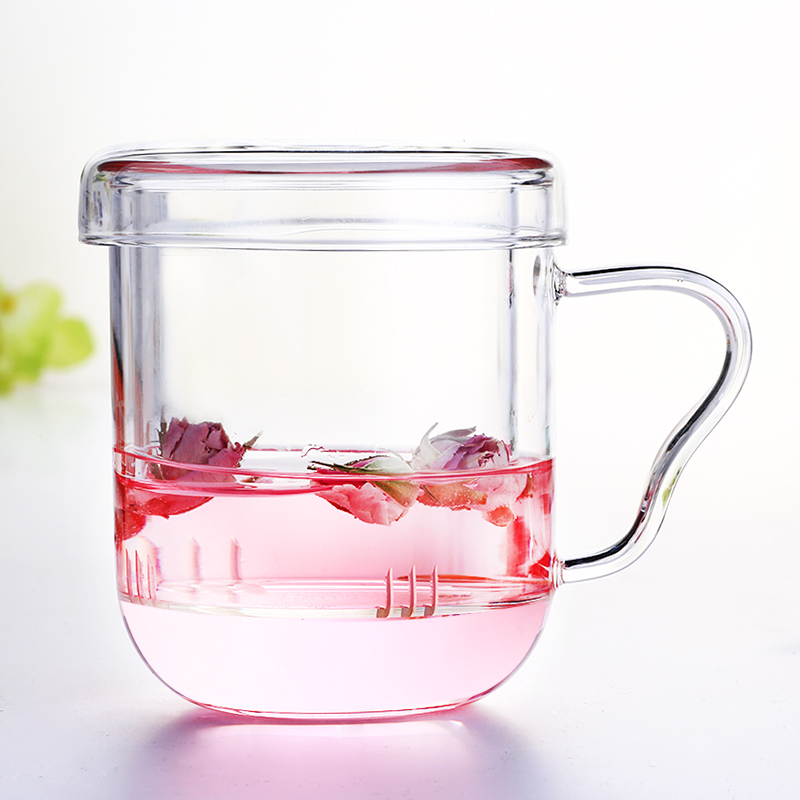 Handmade Borosilicate Glass Cup with Tea Infuser Glass Tea Mug with Strainer