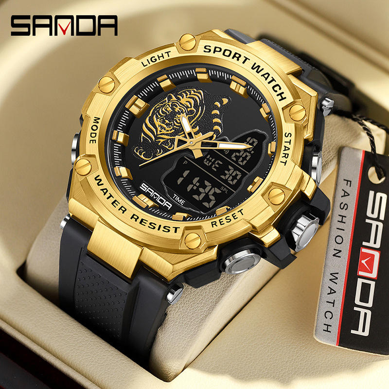 Sanda 3173 Sports Chronograph Relojes Electronic Waterproof Luminous LED Digital Watch