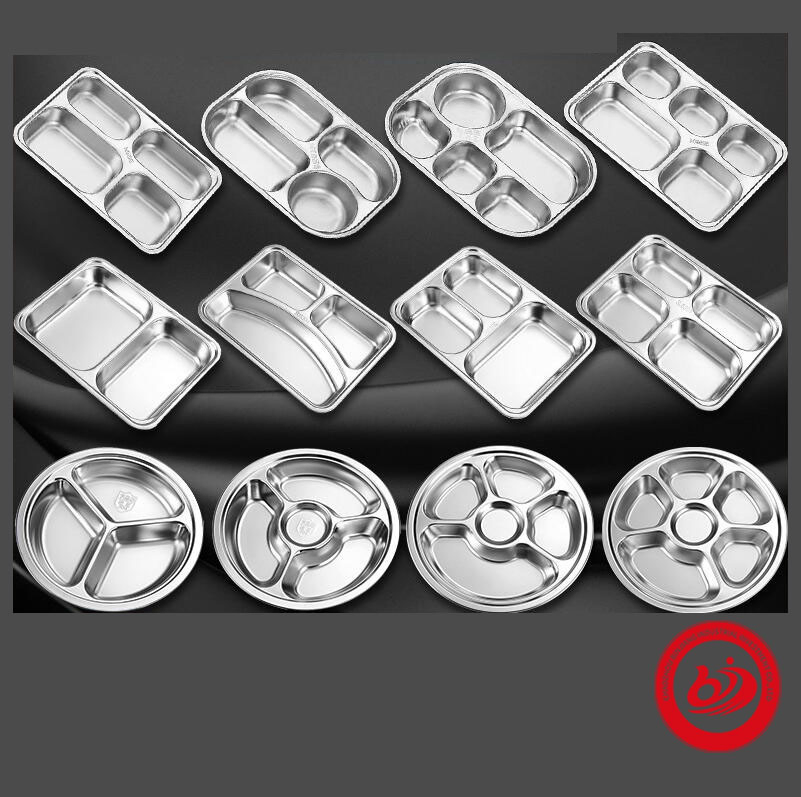 Direct Selling Restaurant Custom Stainless Steel Office Compartment Dinner Serving Tray