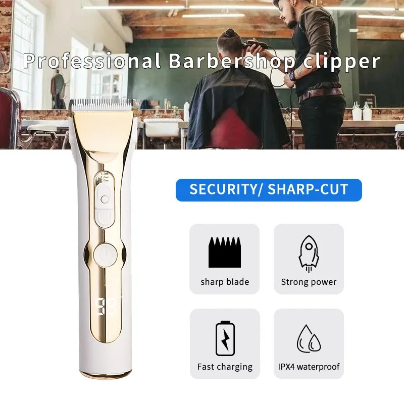 Waterproof Barber Clipper Cordless Professional Hair Trimmer Rechargeable Hair Clippers for Men