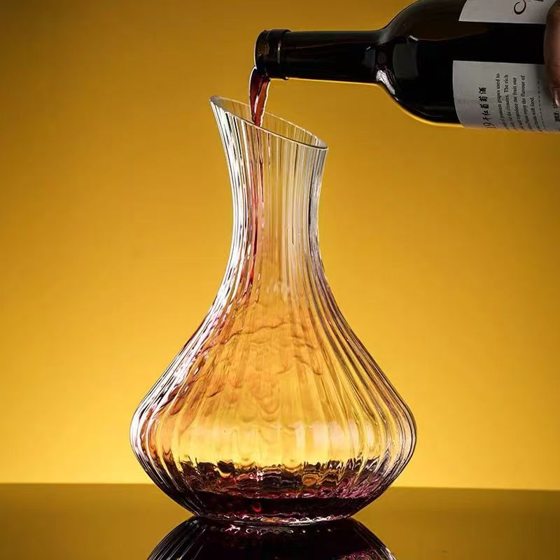 Lead Free Crystal Creative Vertical Grain Crystal Glass Wine Decanter 1.5L Wine Dispenser Shunstone Factory