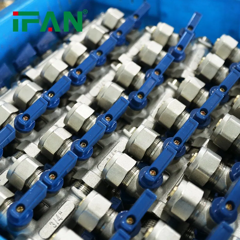 Ifan High Standard Manifold Brass 2-6 Hole Flowing Water Long Service Life 3/4" Brass Water Manifold Brass Manifold