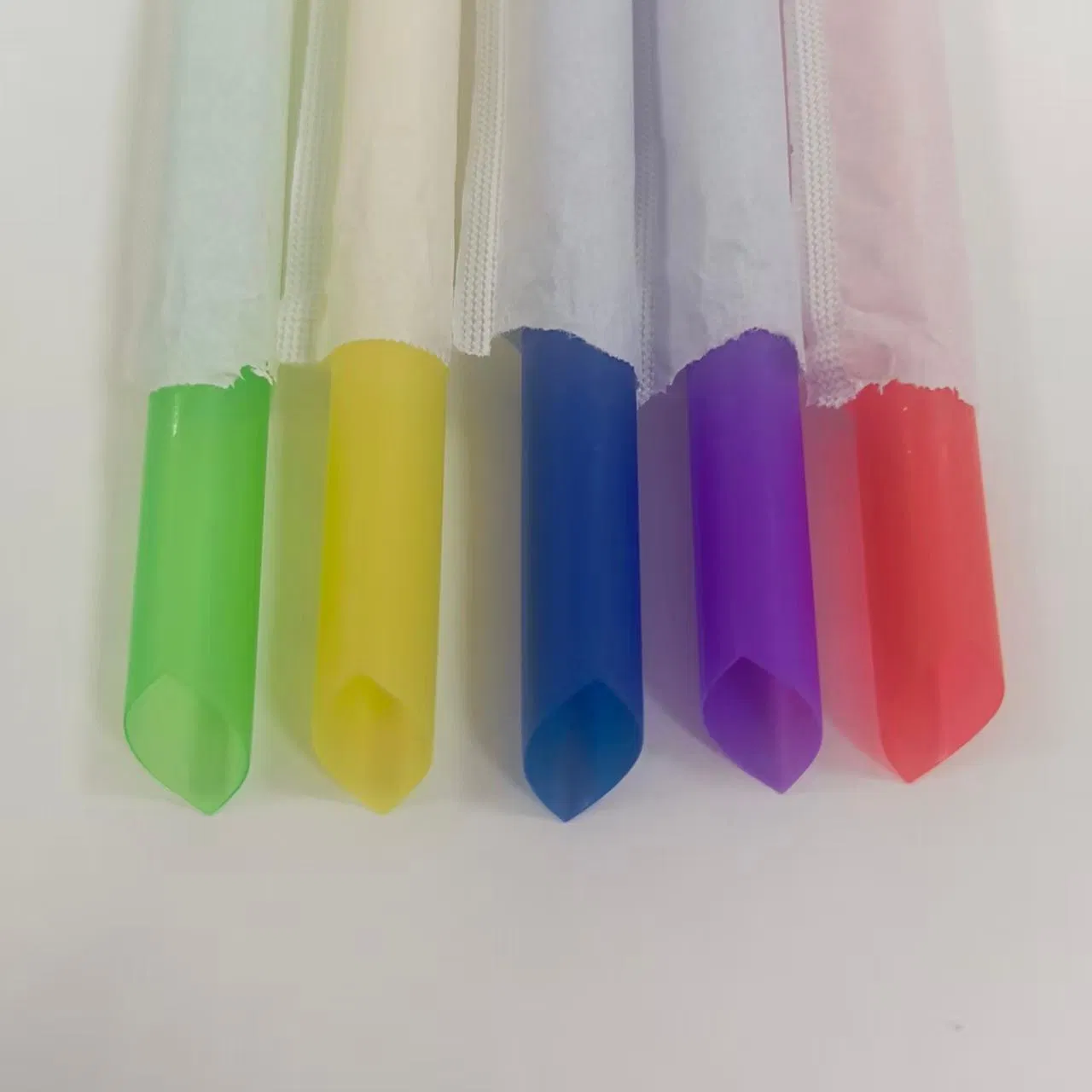 Eco-Friendly Biodegradable Bubble Tea Tableware PP Bevrage Tools Diagonal Cut Sharp Ending Disposable Individual Wapped Plastic Straws