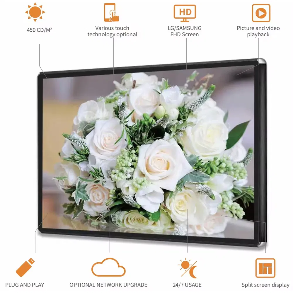 Wall Mounted Commecial Touch Screen Indoor Video Advertising Player
