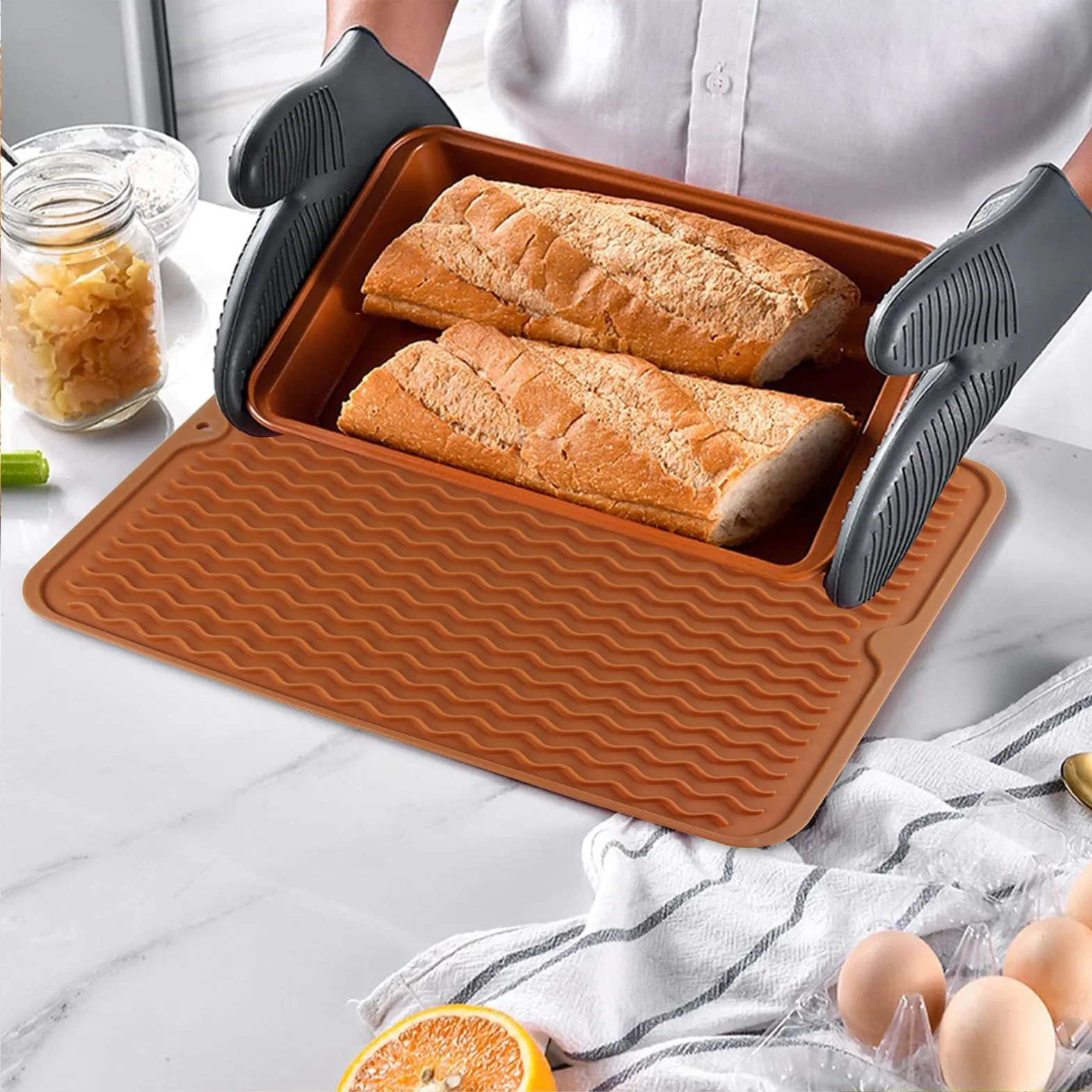 Customised Waterproof Durable Heat Resistant Dishwasher Silicone Dish Drying Mat Kitchen Dish Drainer Mat