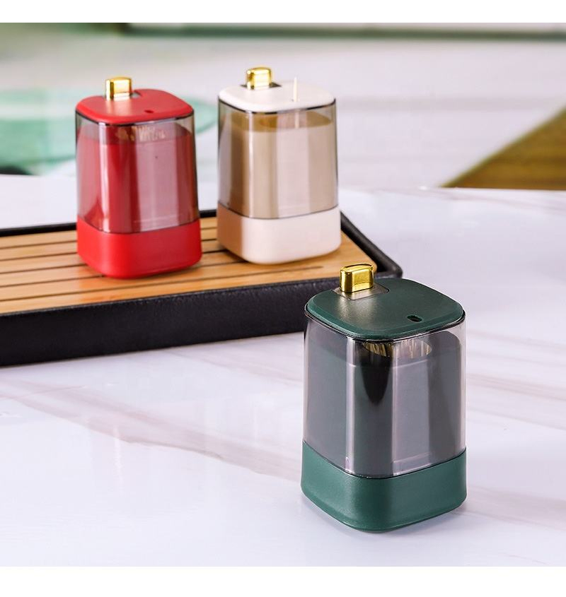 Stocked Plastic Press Type Toothpick Box Toothpick Dispenser Automatic Table Toothpick Holder