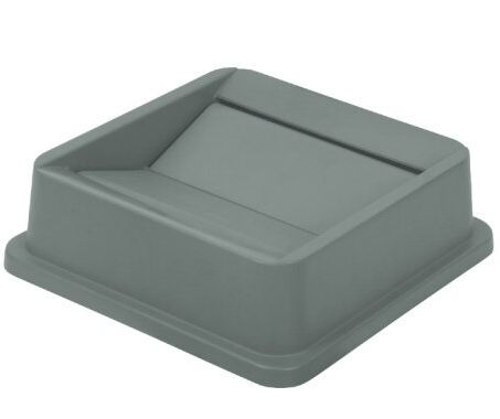 Серый квадратный мусорный бак для кухни и офиса