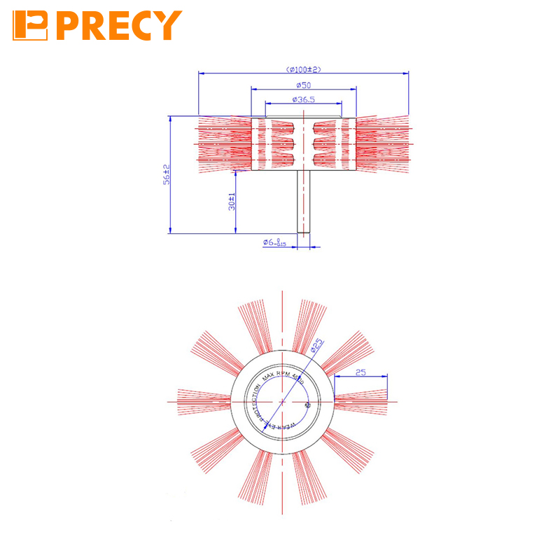 Нейлоновая щетка-веер для дрели, 100мм