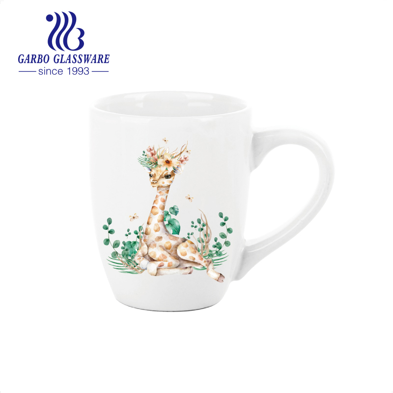 8oz Ceramic Mugs with Colorful Decal Customized Pattern Design Porcelain Cup
