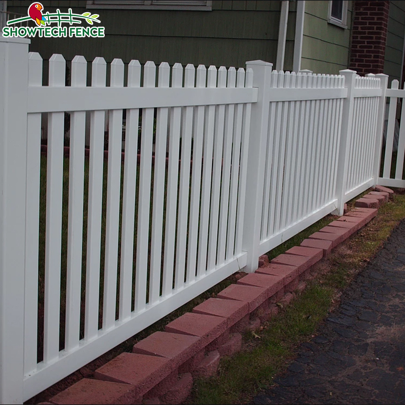 Spiked 4FT Decorative White Garden Plastic PVC Picket Fence Panels Vinyl