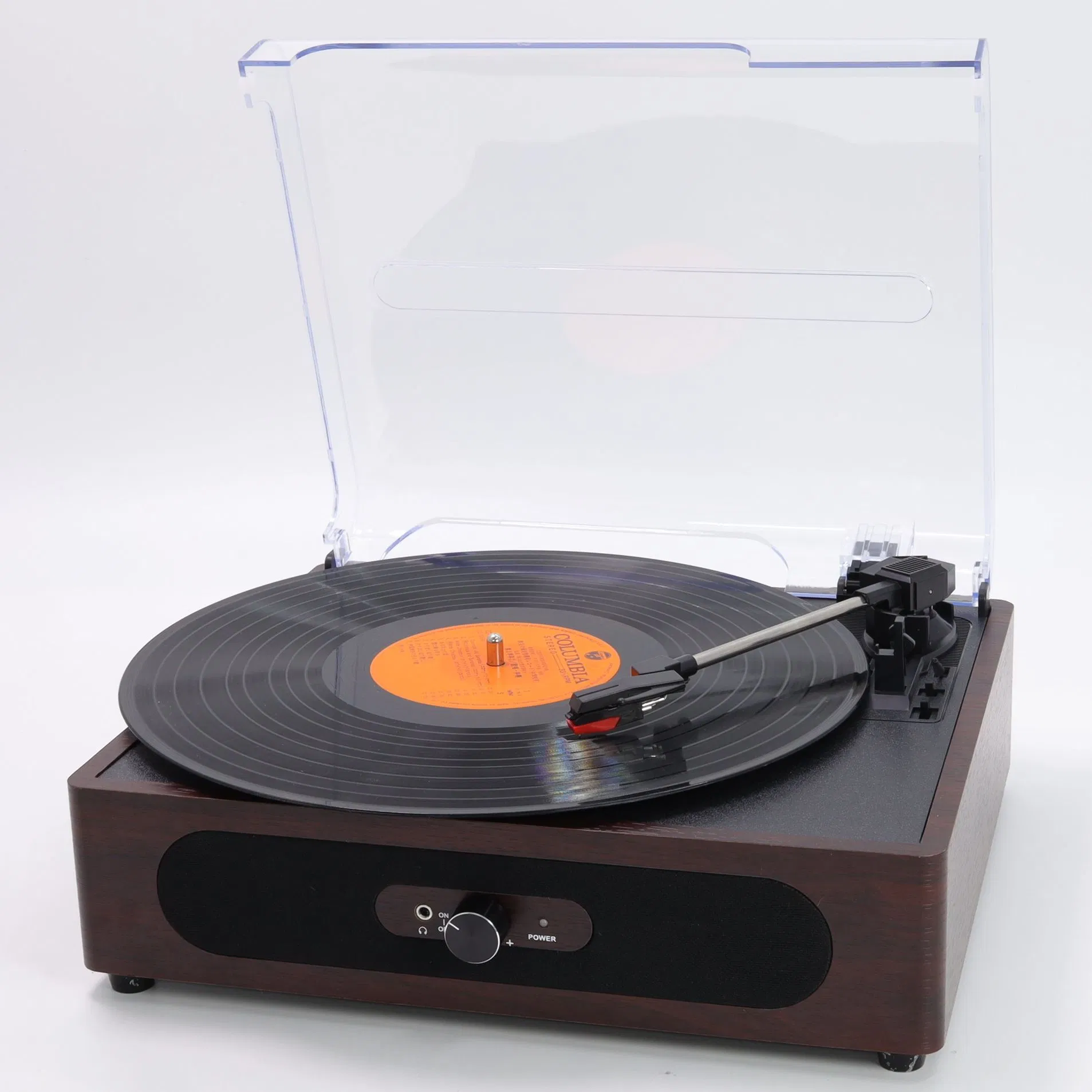 Деревянный проигрыватель винила с 3 скоростями и встроенными колонками