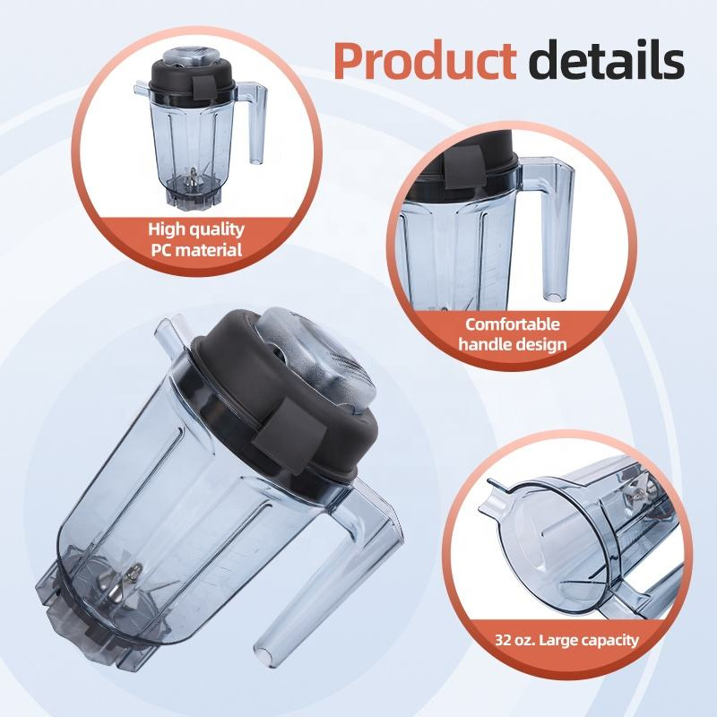 Vitamx 32oz Plastic Jar with Lid, Blade and Gear, Replacement for Blender