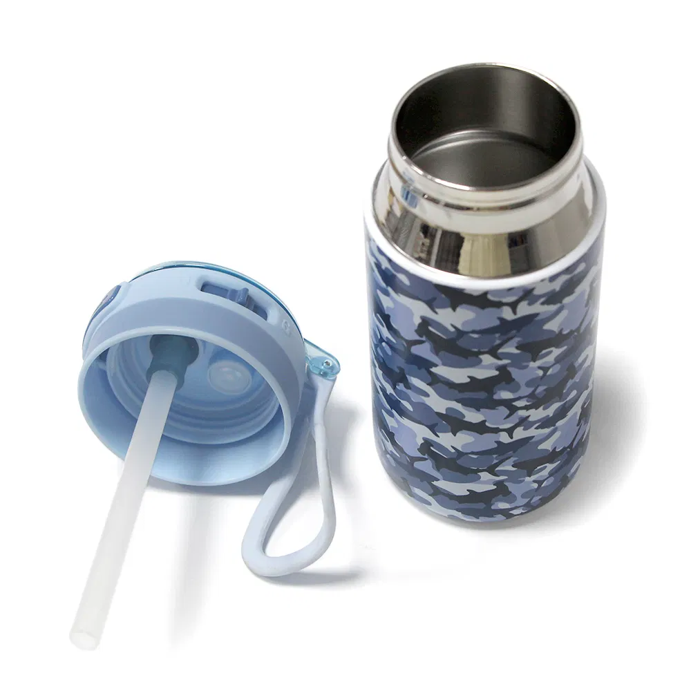 Детская термобутылка 12oz с ручкой, сталь, эко-дизайн