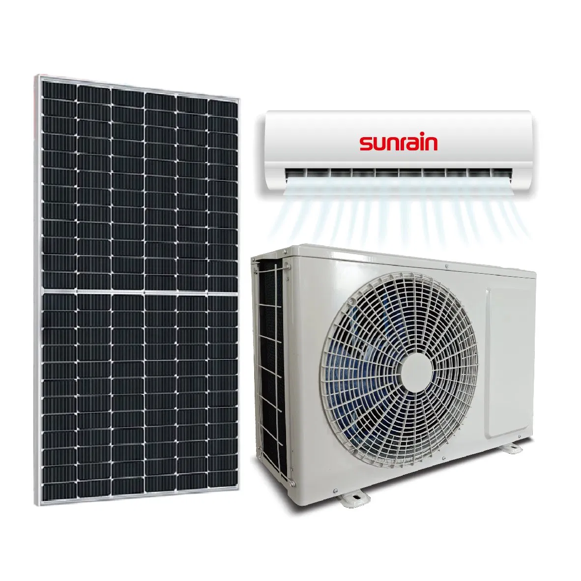 Sunrain Hot Selling 9000 BTU 12000 BTU 18000BTU 24000BTU Hybrid Solar Air Conditioner with Solar Panels