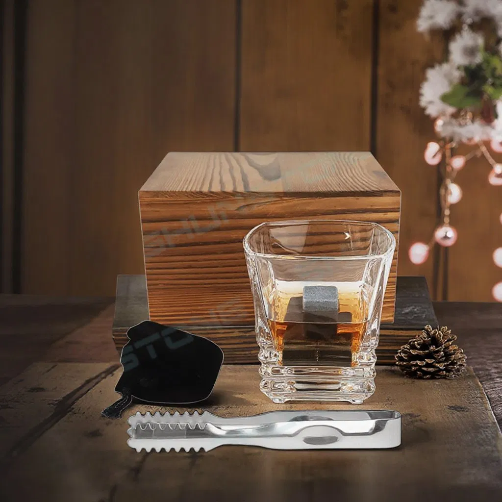 Shunstone High Quality Heavy Base Transparent Lead Free Whiskey Tasting Glasses Set with Granite Whiskey Stones Gift Set