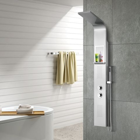 Thermostatic Black Rainfall Shower Sets with Digital Display Dual Handle Shower Head