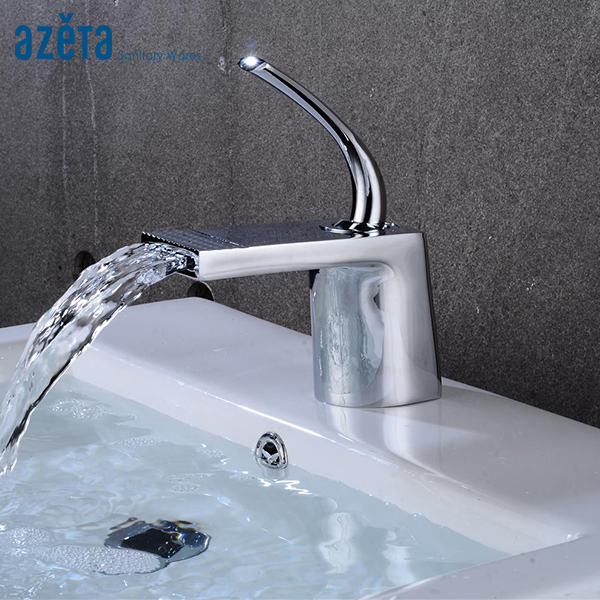 Sanitary Ware Hot Cold Water Tap Single Lever Bathroom Brass Waterfall Basin Mixer Faucet