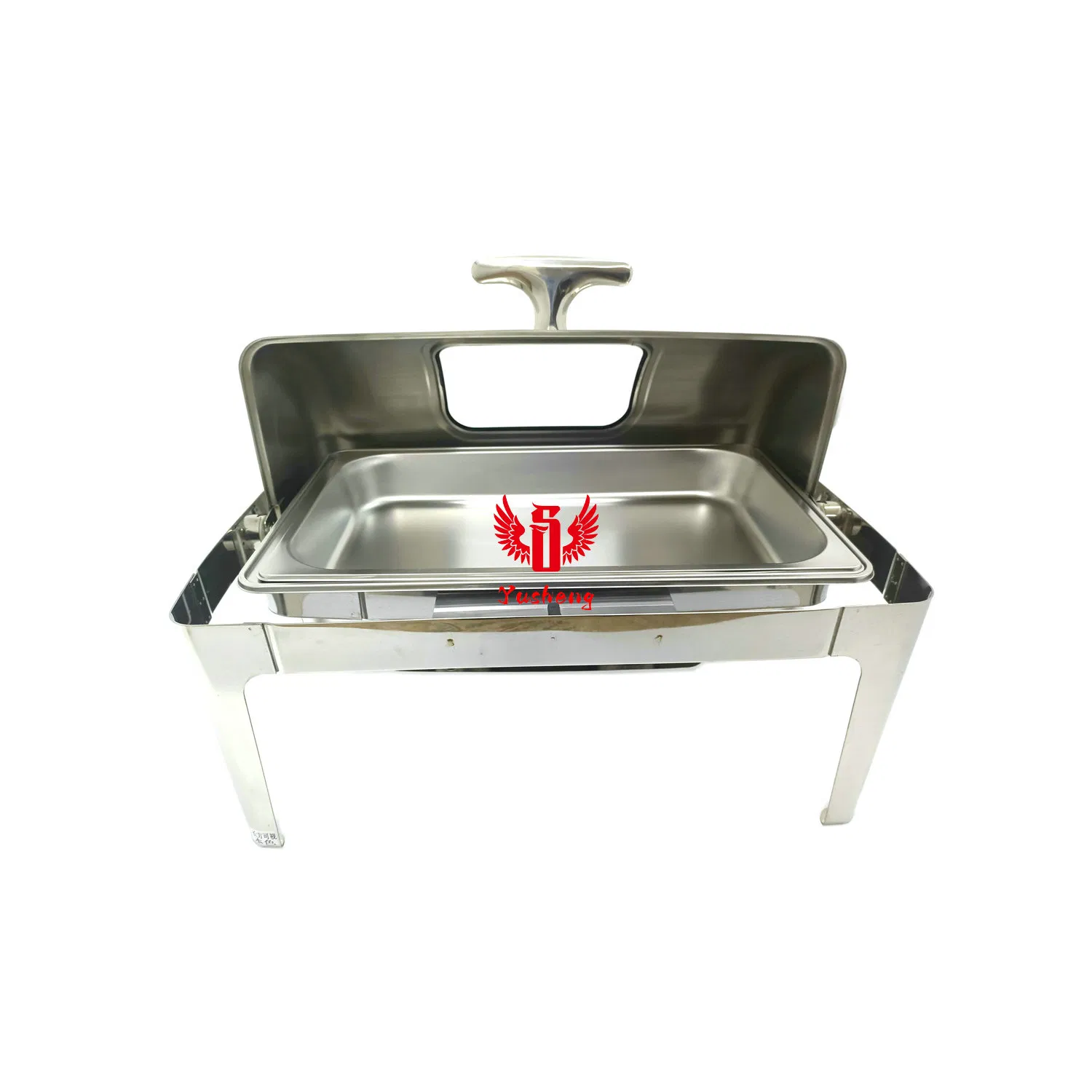 9L Visible Lid Rectangular Silver Color Steel Chafing Dish