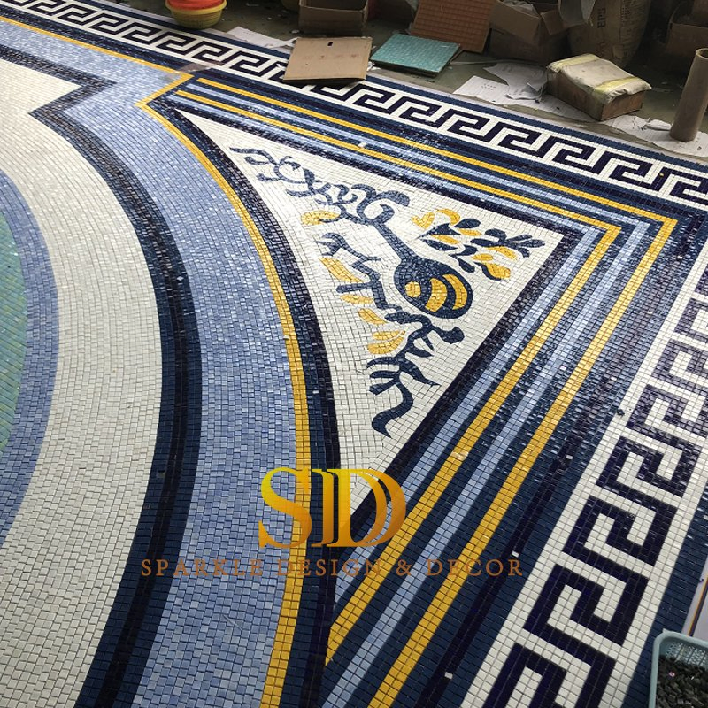 Beautiful Swimming Pool Design Art Glass Mosaic Tile Pattern for New Home