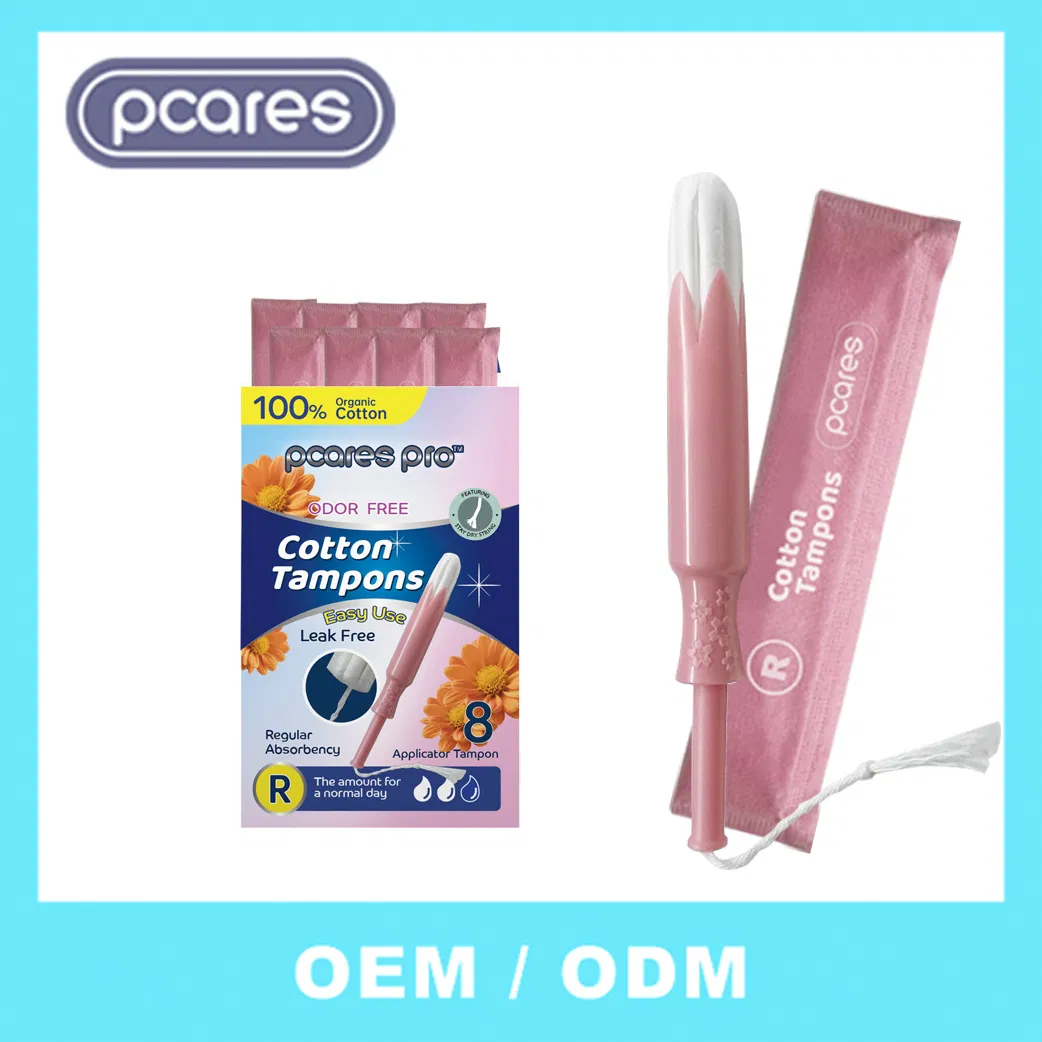 OEM Super Obsorbency 100% Organic Cotton Tampon Viscose Good Selling Custom Applicator