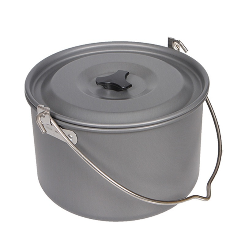 Camping Pot Portable Camping Hanging Pot Outdoor Cooking Kettle with Lid Pan Cookware for Camping Hiking Fishing Picnic