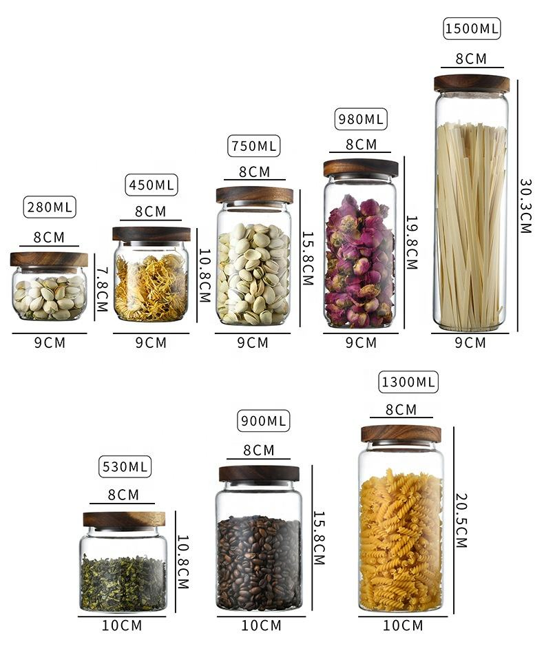 High-Quality Borosilicate Glass Storage Jars with Wooden Lids