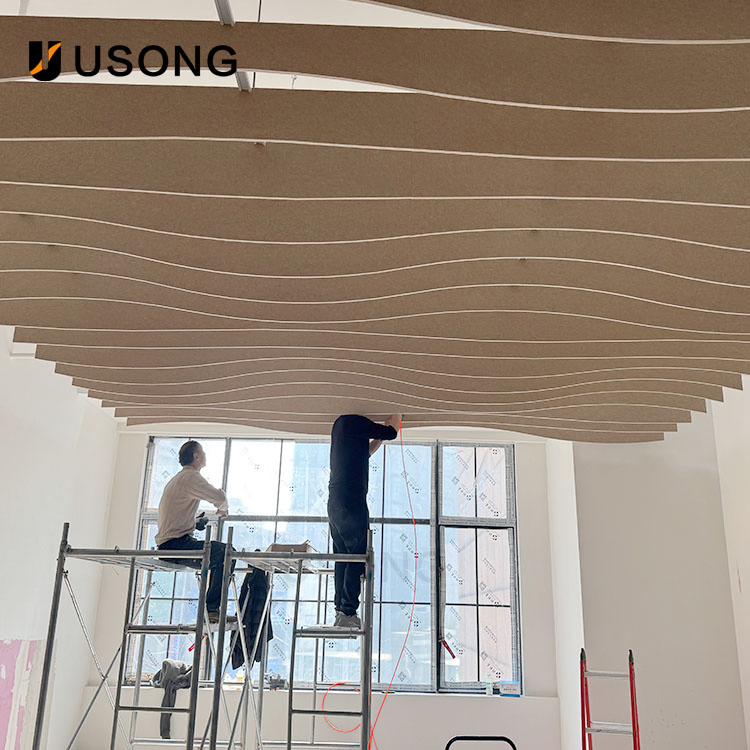 Stylish Wavy Pet Acoustic Ceiling Design - 1200X300mm Fiber Acoustic Panels