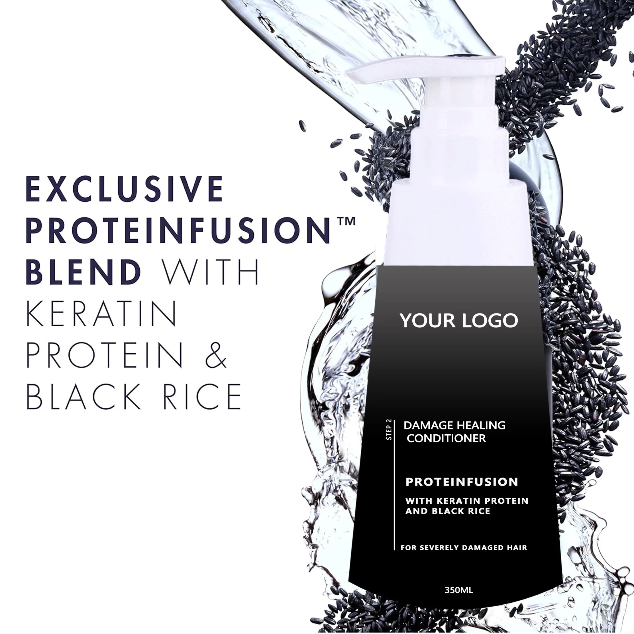 Private Label Natural Damage Repair Conditioner Protein Infusion Contains Keratin and Black Rice Suitable for Severely Damaged Hair