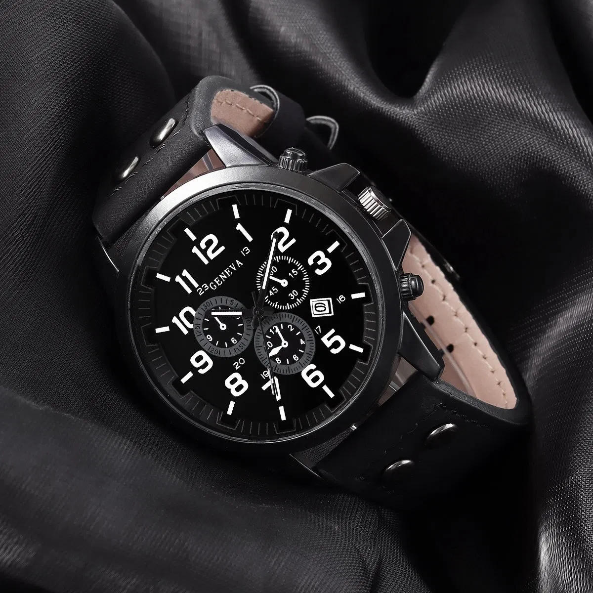 2-Piece Trendy Cuban Oversized Dial Men's Watch Set