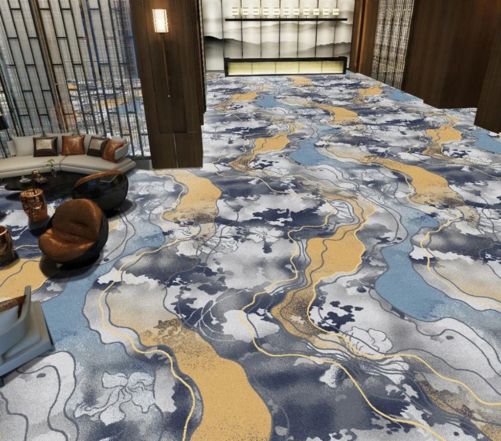 Wear Resistant Mat Factory Stain Resistant Wool Woolen Broadloom 4m Axminster Floor Carpet for Commercial Hotel Event Party