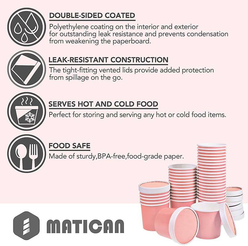 Snow Dessert Mousse Bowl Disposable Take out Party Packaging Paper Ice Cream Cup with Lids