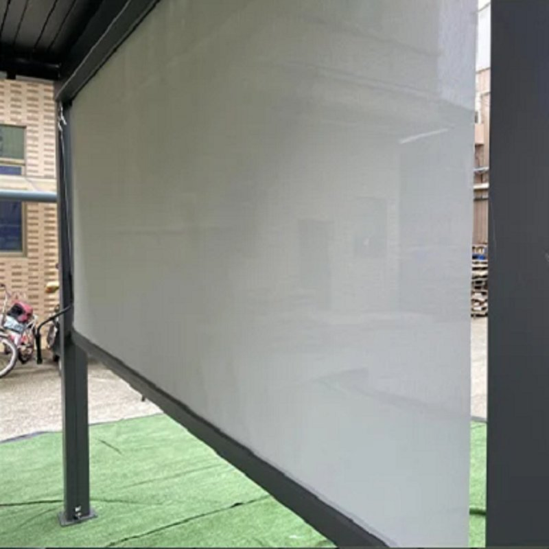 Outdoor Roller Shade Fabric Blind Mocha Cordless Roll up Shades Wand Operation