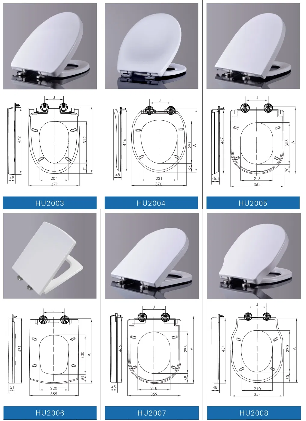 Hu2016 White UF Toilet Seat Cover, Square Toilet Seats, UF Seat Cover