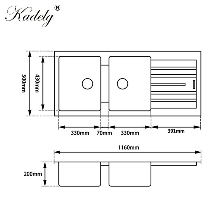 Wholesale Factory Price Modern Black Composite Granite Kitchen Sink Double Bowl Handmade Sink Undermount Stone Hand Wash Sink Quartz Kitchen Sink Farmhouse Sink