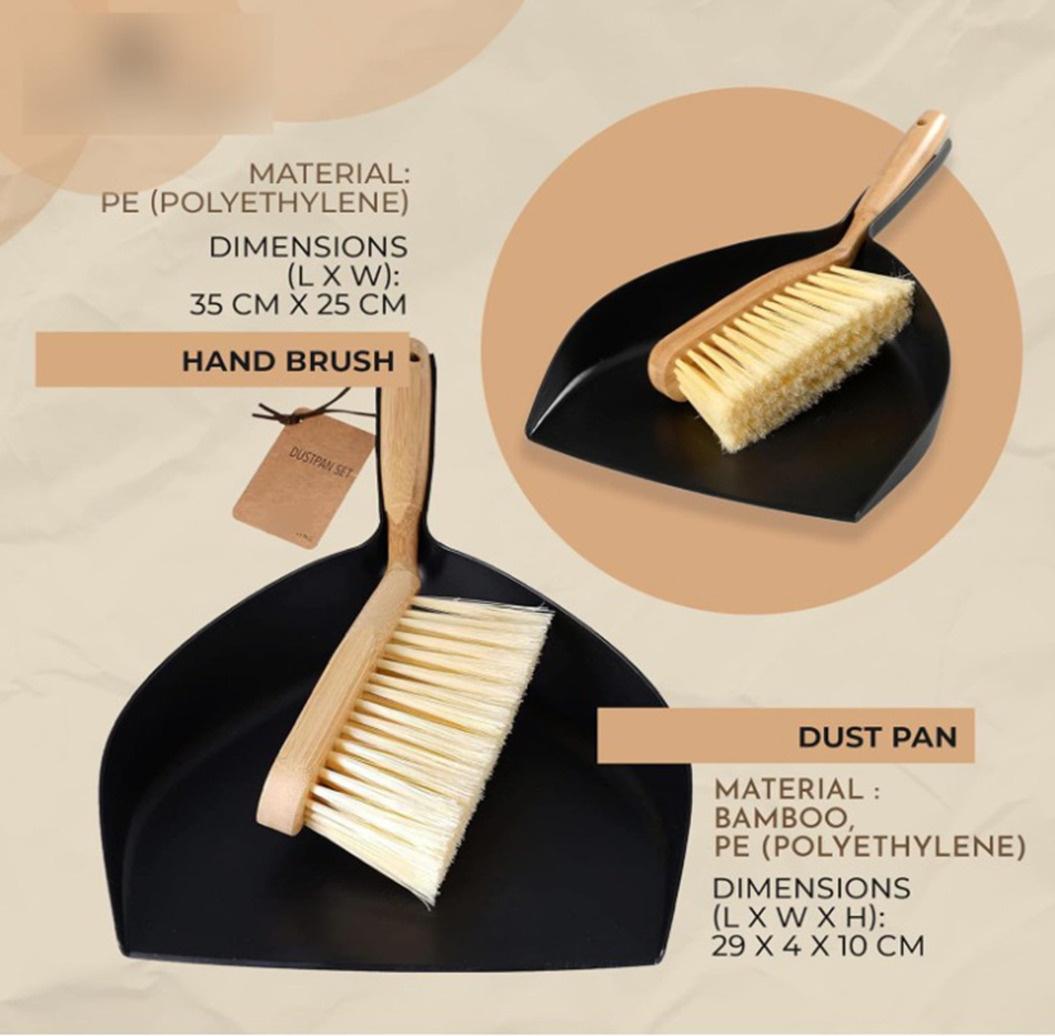 Portable Bamboo Sweeping Brush Dust Pan & Brush Set for Household Cleaning